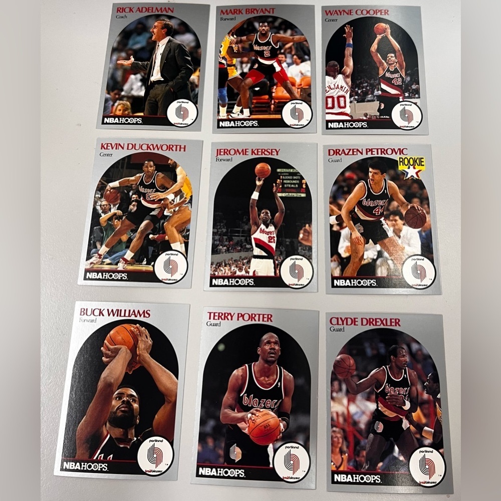 Vintage NBA Hoops Portland Trailblazers Player Lot 1990-91 Basketball Cards